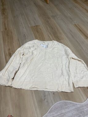 Cream V-Neck Lightweight Sweater